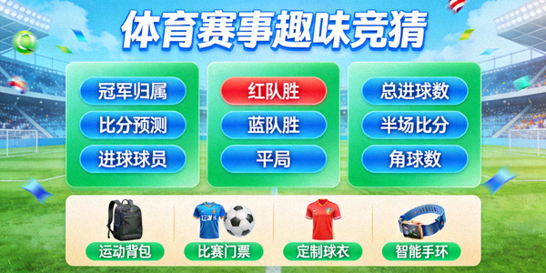 体育赛事竞猜活动界面 - 显示多种趣味竞猜选项与奖品
