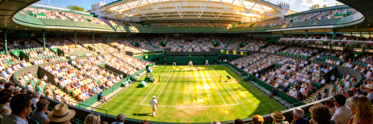 温网锦标赛中心球场全景 - 绿草如茵，座无虚席